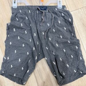 Polo Ralph Lauren Gray Shorts with White Logo Pattern pajama shorts‎